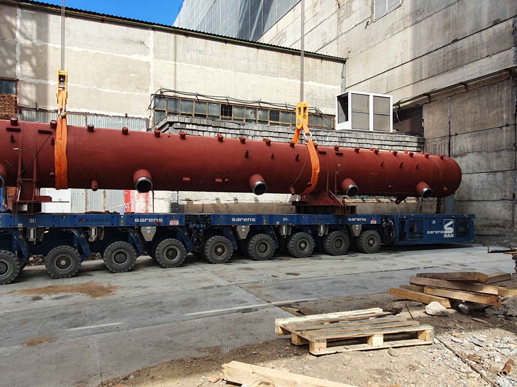 Транспортировка барабанов паровых котлов по территории ГРЭС