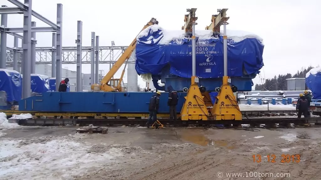 Выгрузка, крупноузловая сборка, перемещение и установка на фундаменты газогенераторных установок WÀRTSILÀ