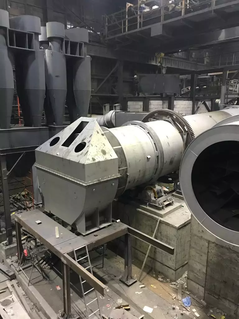 Монтаж кожуха сушильного барабана с теплогенератором