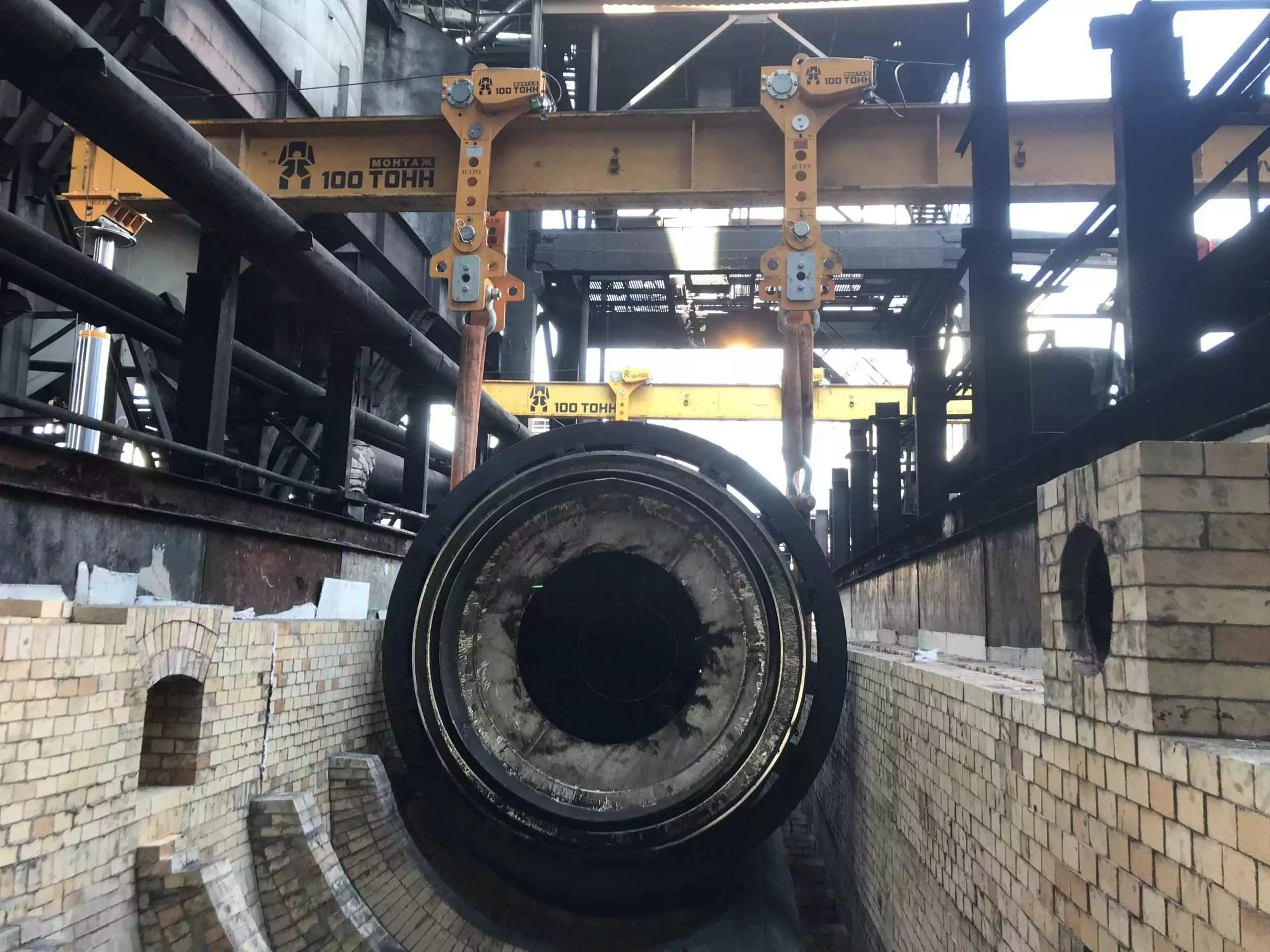 Установка сушильного барабана на опорные ролики