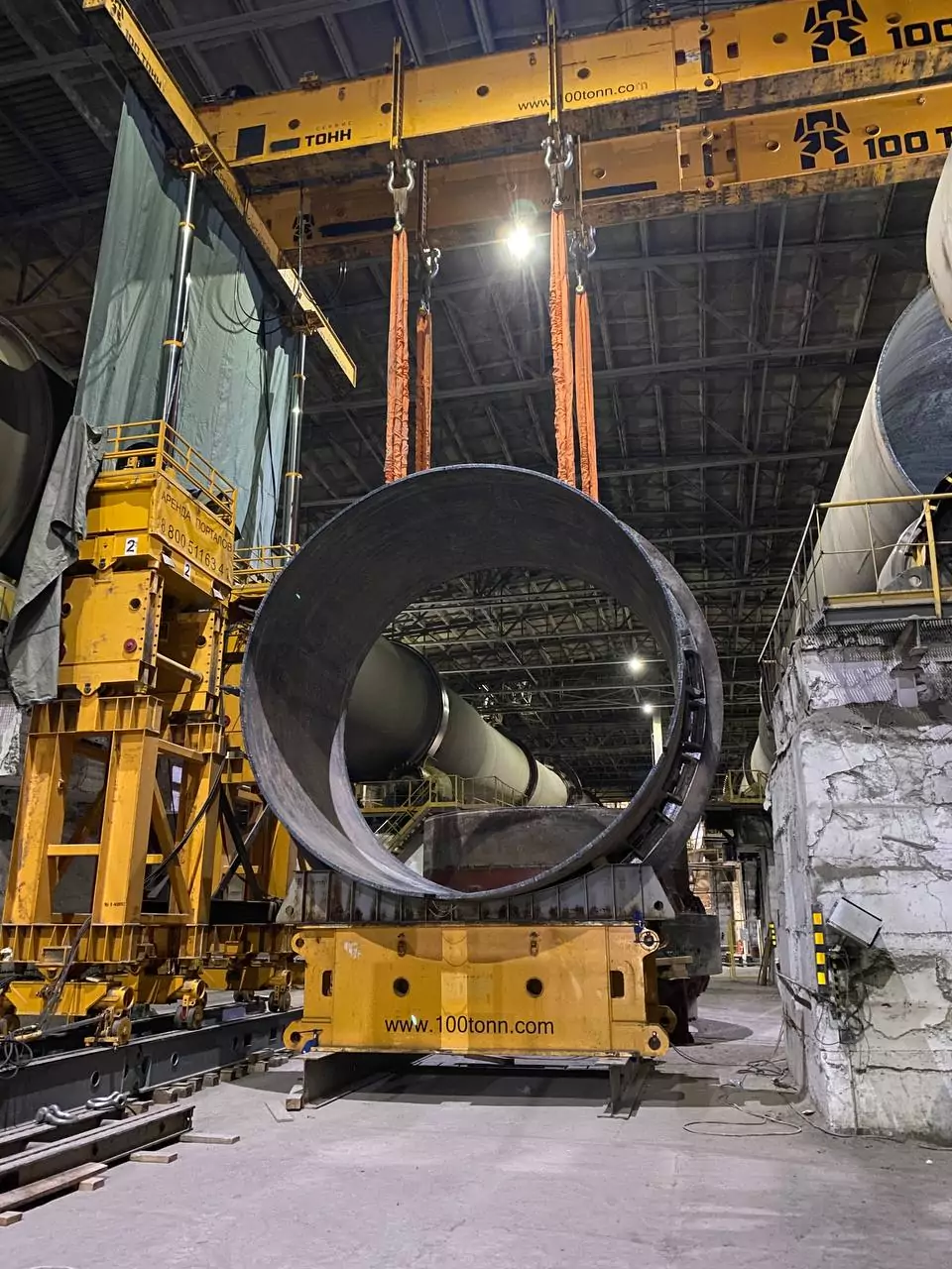 Такелаж бандажа вращающейся печи на цементном заводе